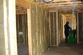 Rockwool installed on all interior walls